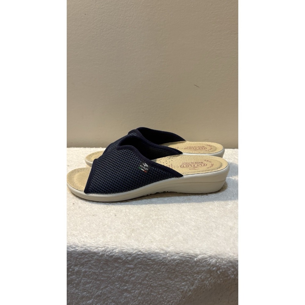 Fly Flot Sandals Slides Women's Size 40 (US 8) Blue Mesh Slide Wedge‎ Open Toe